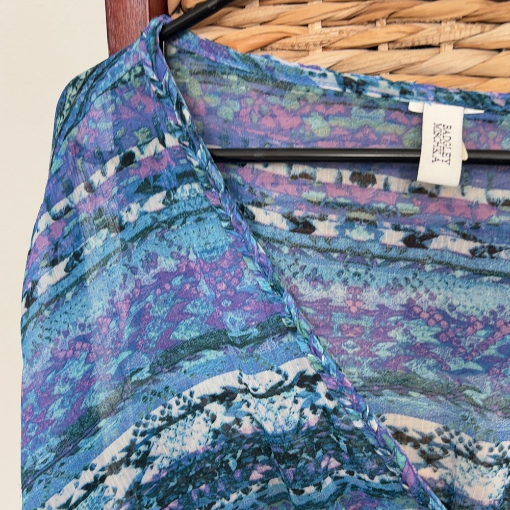 Badgley Mischka Blue and Purple Patterned Tunic Top/Cover up - Picture 4 of 6